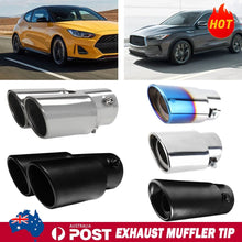 Load image into Gallery viewer, Chrome Twin Outlet Car Exhaust Muffler Tip Tail Throat for 1 1.4" to 2.5" Pipe