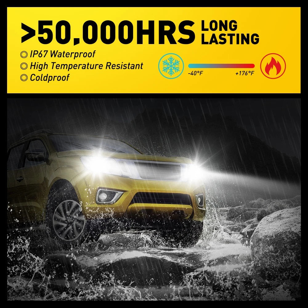 2x H4 9003 100W 20000LM LED kit Lamp Headlight Bulb Globe High Low Beam Upgrade