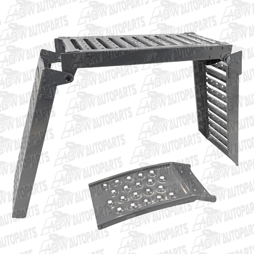 2-In-1 Folding Sturdy Car Loading Ramp HU2500 Grey Multi-Use Steel Portable Ramp