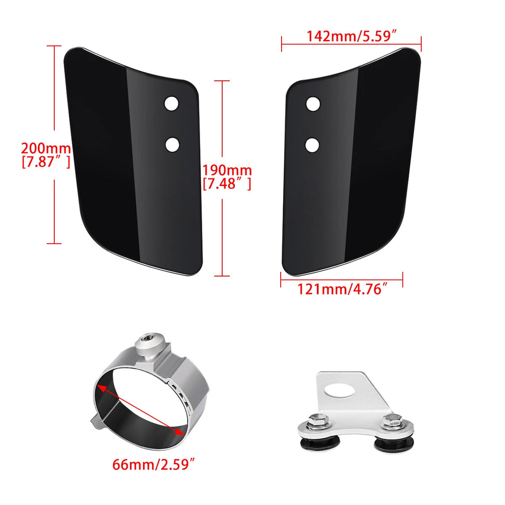 Universal black motorcycle front fork wind air deflector fits Honda Kawasaki Yamaha