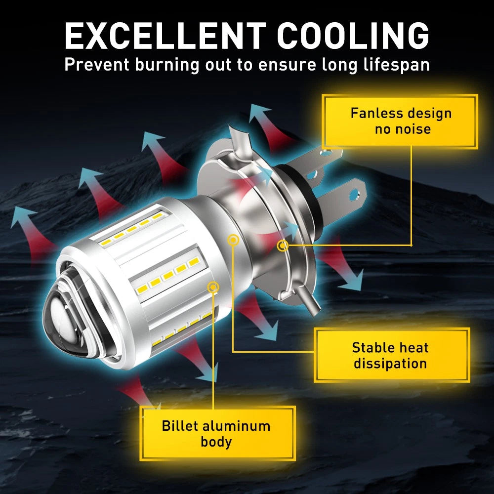 AUXITO 1X H4 9003 LED Headlight Globes Kit 22000LM H/Low Bright Beam Motorcycle