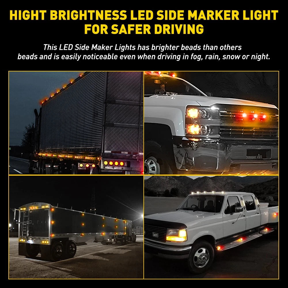 12x Red Amber LED Side Marker Clearance Lights 12-24V IP68