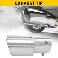 Silver Stainless Steel Car Exhaust Trim Dual Tip Muffler Throat Tailpipe Pipe AU