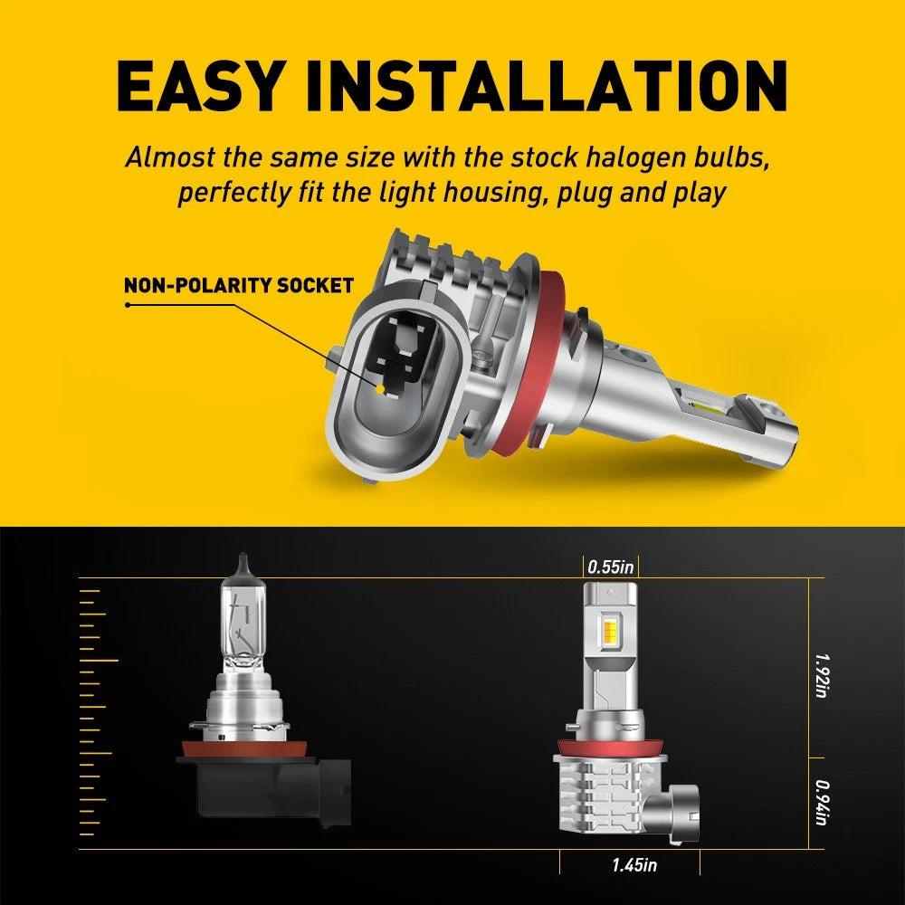 2X AUXITO H11 LED Fog Light Bulbs Globe White For 08-16 FG FGX Ford Falcon XR6