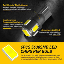 Load image into Gallery viewer, Canbus 10X T10 LED White Car Light Interior Bulb 6smd Parker Globe 6000K IP68 AU