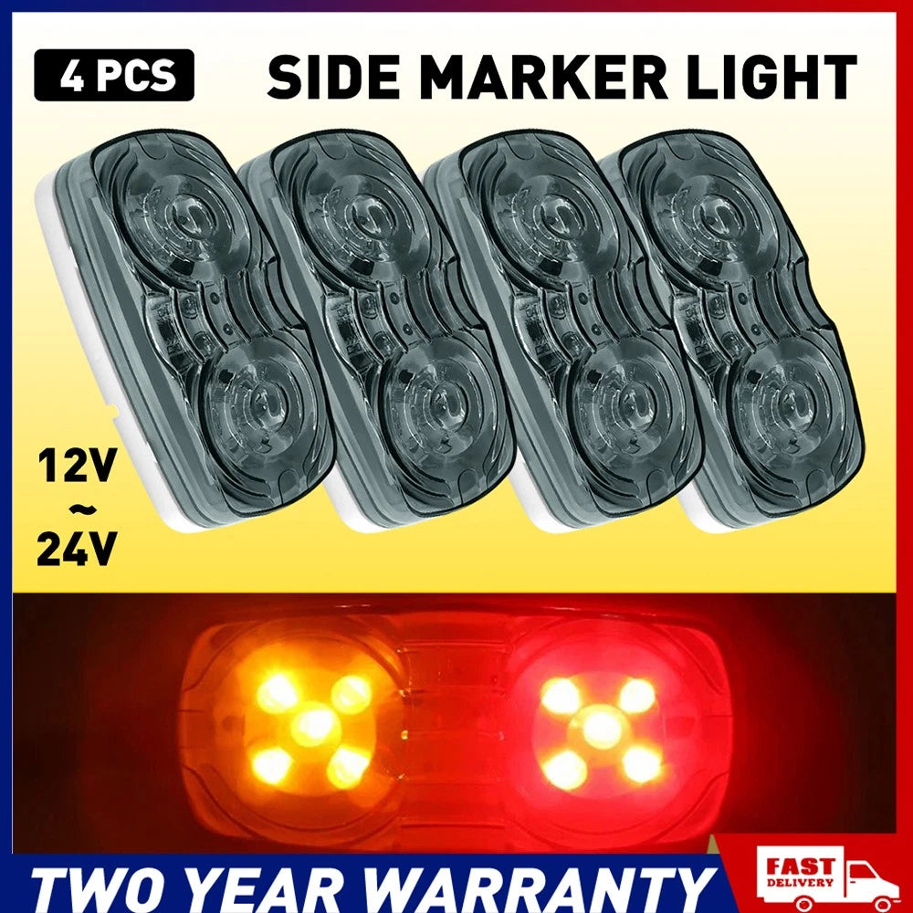 10 LED CLEARANCE LIGHTS SIDE MARKER LAMP RED AMBER TRAILER TRUCK CARAVAN 12-24V