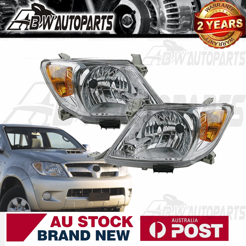 Pair LH+RH Head Light For Toyota Hilux SR SR5 Workmate GGN KUN TGN Ute 2005-2008