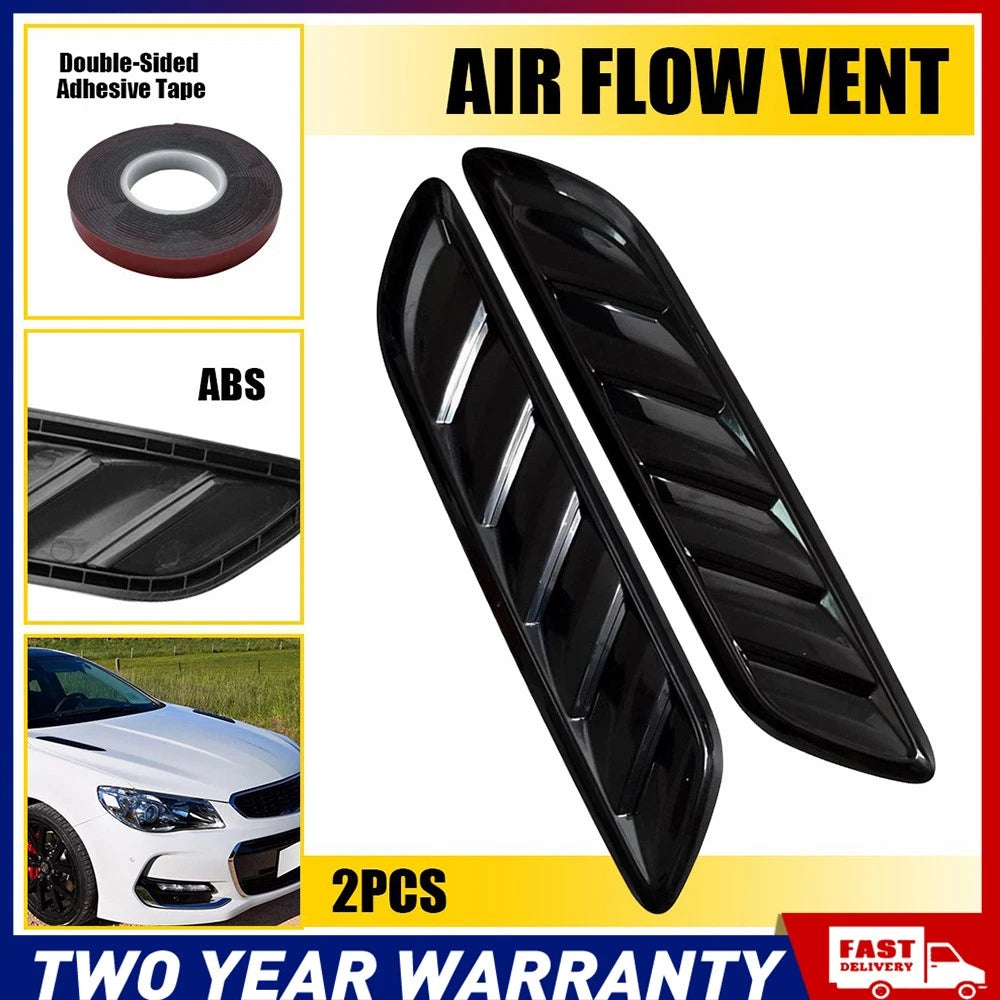2X Car Air Flow Intake Hood Scoop Bonnet Vent Cover Universal Decor Turbo Side