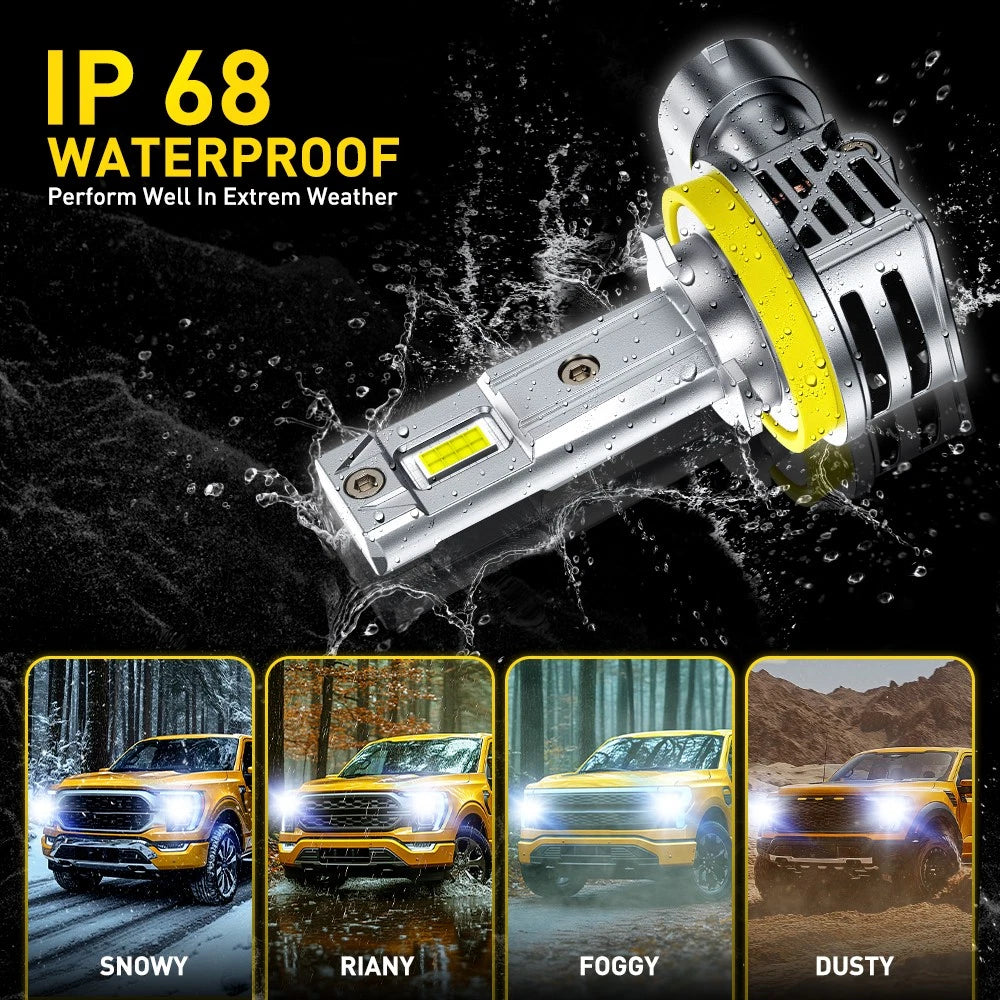 4PCS AUXITO H11 LED Headlight Globes Low Beam Kit 6500K H11 H8 Bulbs Plug&Play