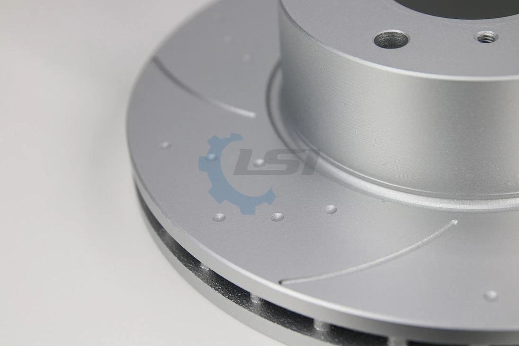 Dimpled Slotted Front Brake Rotors for Subaru Performance Upgrade