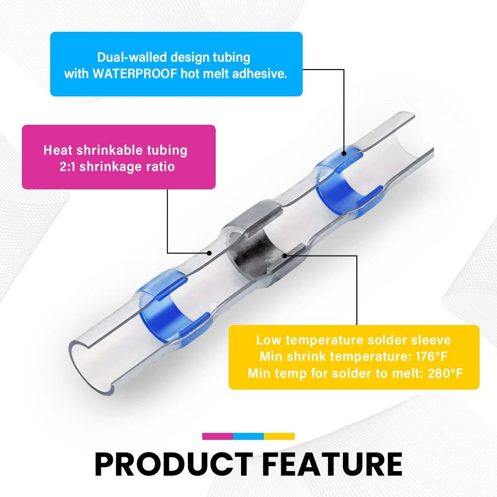 1000PCS Connectors Heat Shrink Butt Marine Crimp Wire Splice Terminal Waterproof