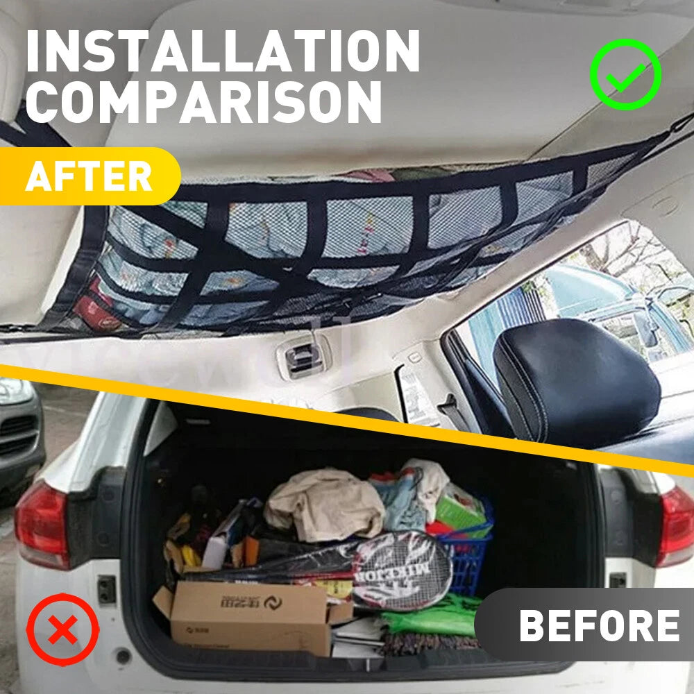 Universal Car Ceiling Storage Net Car Roof Cargo Net Mesh Storage Bag Campervan