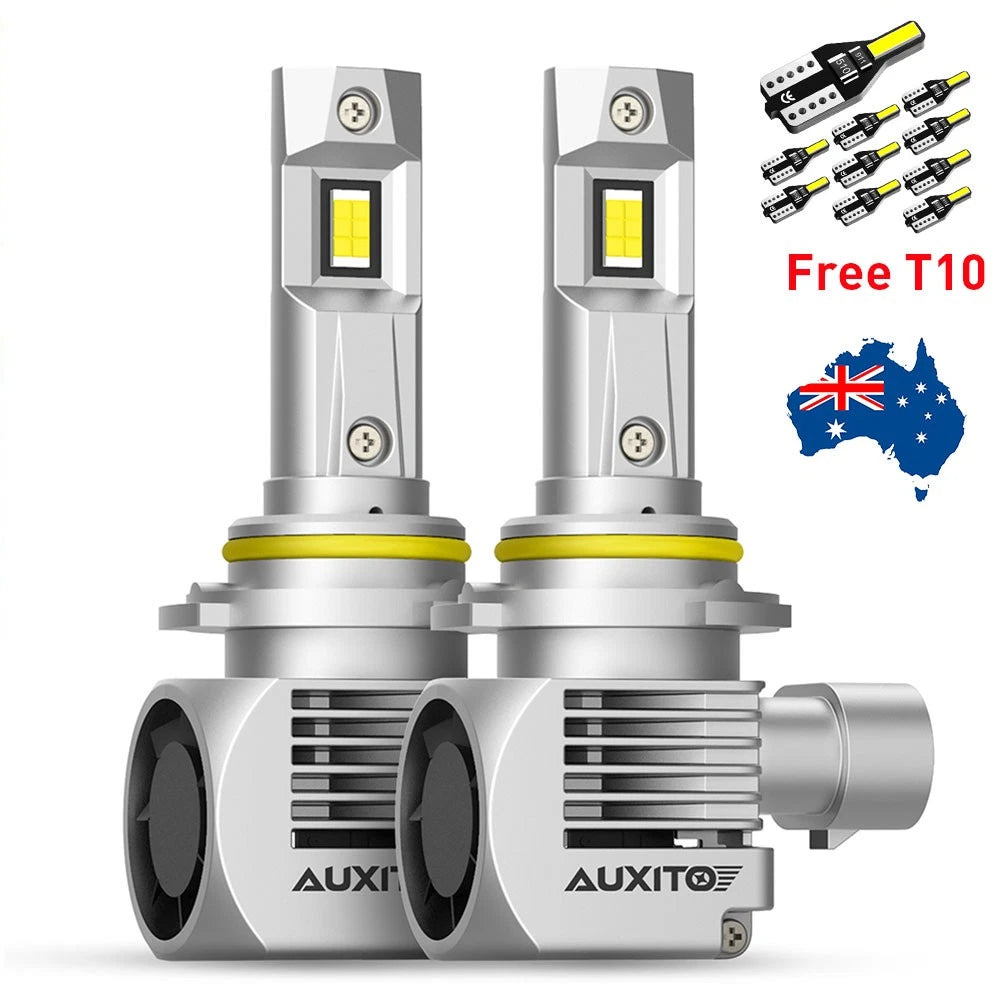 Pair of 9006 HB4 LED headlight bulbs, 6500K white, super bright upgrade
