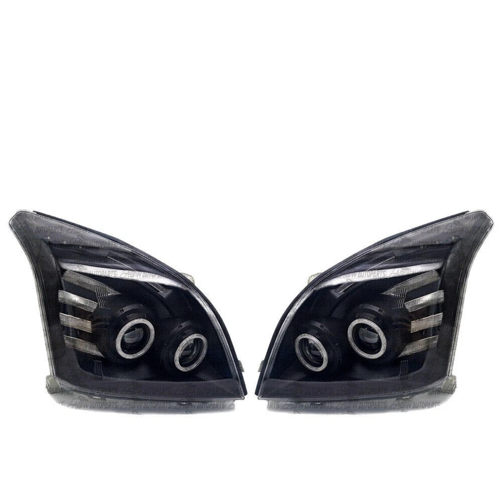 For Toyota Prado 120 Series 02-09 LED Headlights Pair Front Lamp Angel Eye Black