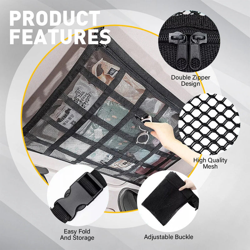 Universal Car Roof Cargo Net Ceiling Storage Mesh Bag 90x65cm