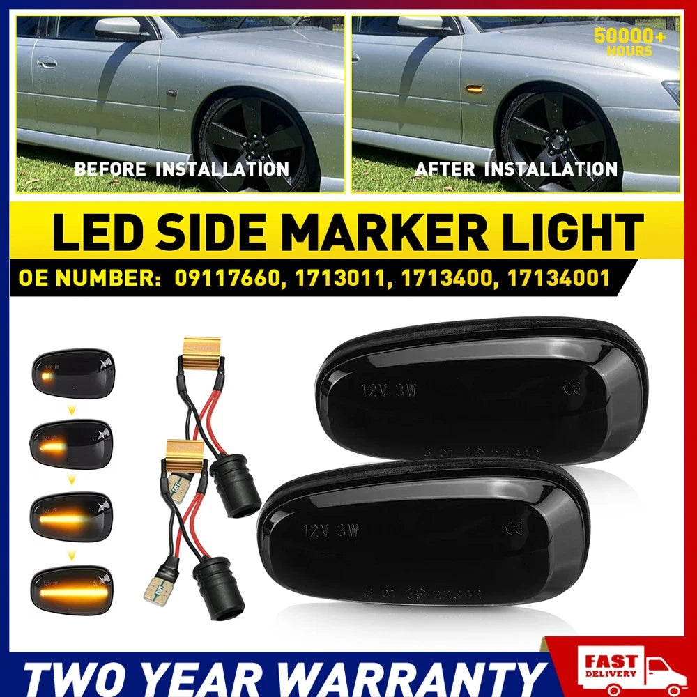 Smoked LED dynamic side indicator lights pair for Holden Commodore VY VZ