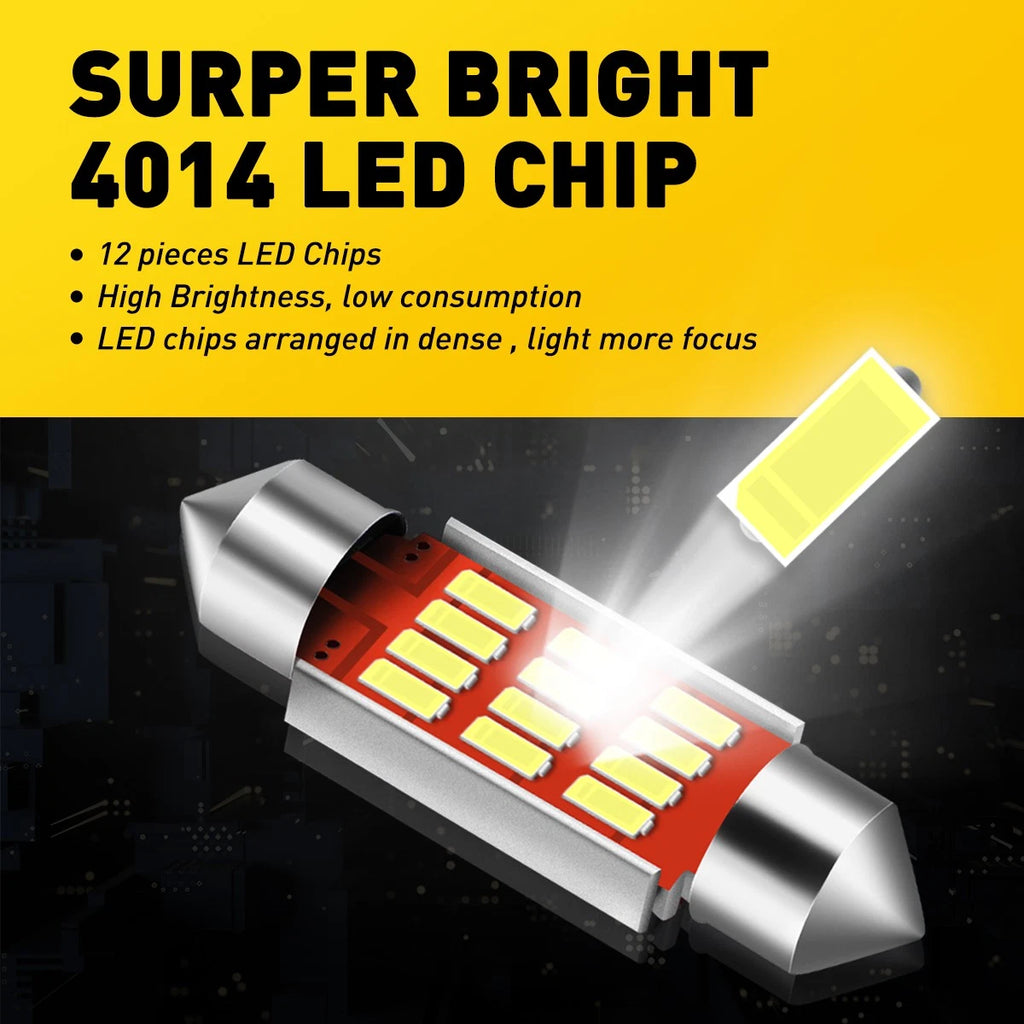 2/4/8X Canbus LED Car Interior Light Festoon C5W C10W 36mm White Side Wedge A