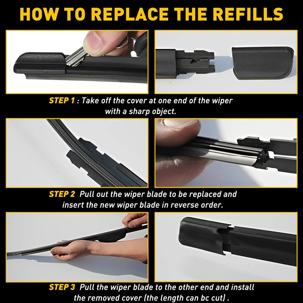 4x Auto Car Bus Windshield Frameless Rubber Refill Wiper 28" Blade 6mm Replace