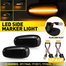 4x Smoked Smokey Dynamic LED Side Indicator Light Pair For Holden Commodore VY