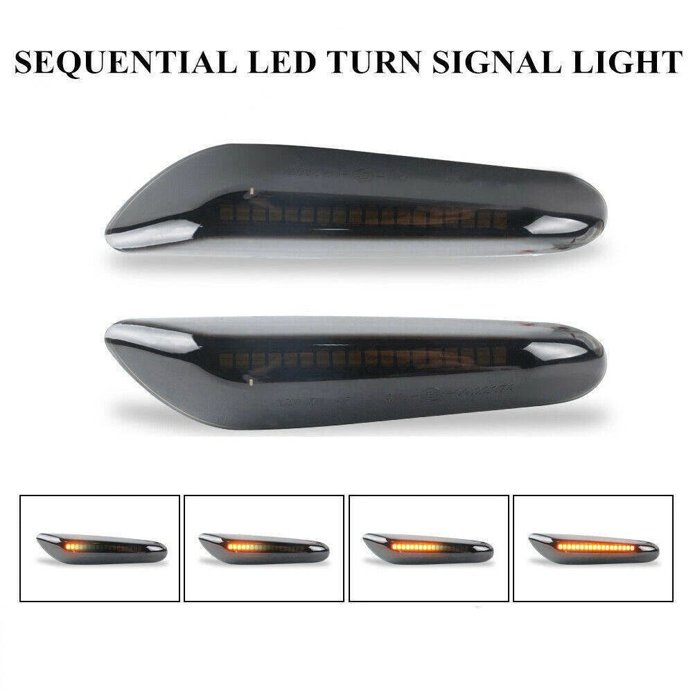 For BMW E46 E60 E82 E90 E91 Pair Flowing Dynamic LED Side Marker Indicator Light