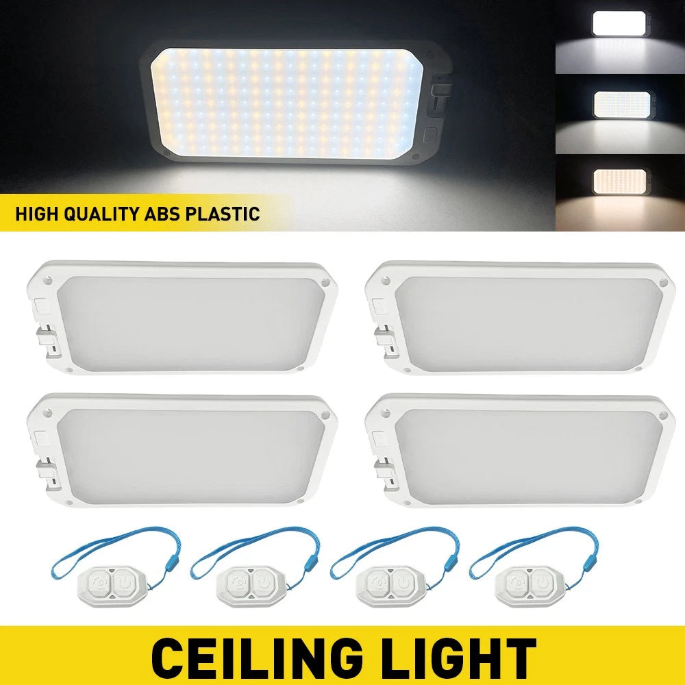 Set of four oval 12V LED interior dome lights for RV, caravan, camper or boat ceilings