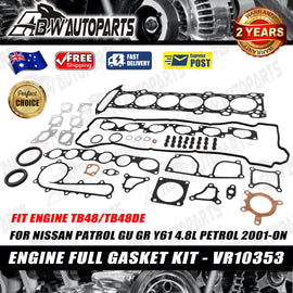 GASKET KIT TB48 24V DOHC FIT NISSAN PATROL Y61 GU Station Wagon 4.8 4759cc 2011-