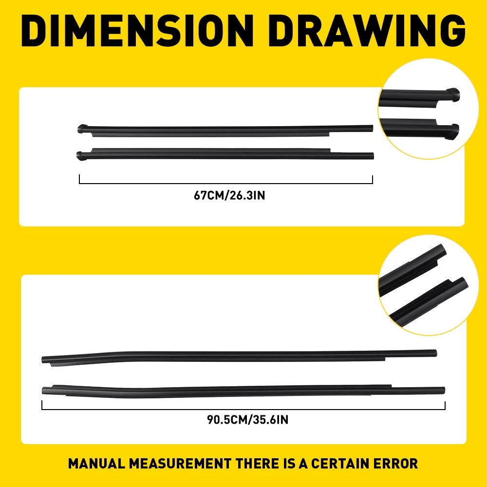 For TOYOTA HILUX 2015-23 OUTER WINDOW SEALS WEATHER STRIP 4 Doors CLIP ON 4PCS