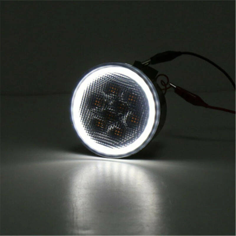 For Jeep Wrangler JK 07-18 LED Amber Turn Signal Light Smoke Lens Halo DRL Lamps