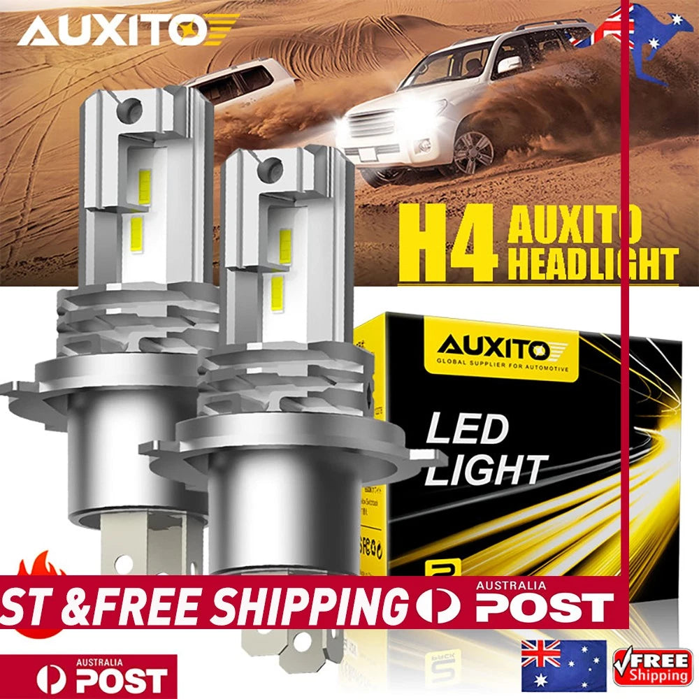 AUXITO H4 9003 HB2 60W 6000K white LED headlight bulbs pair for high and low beam