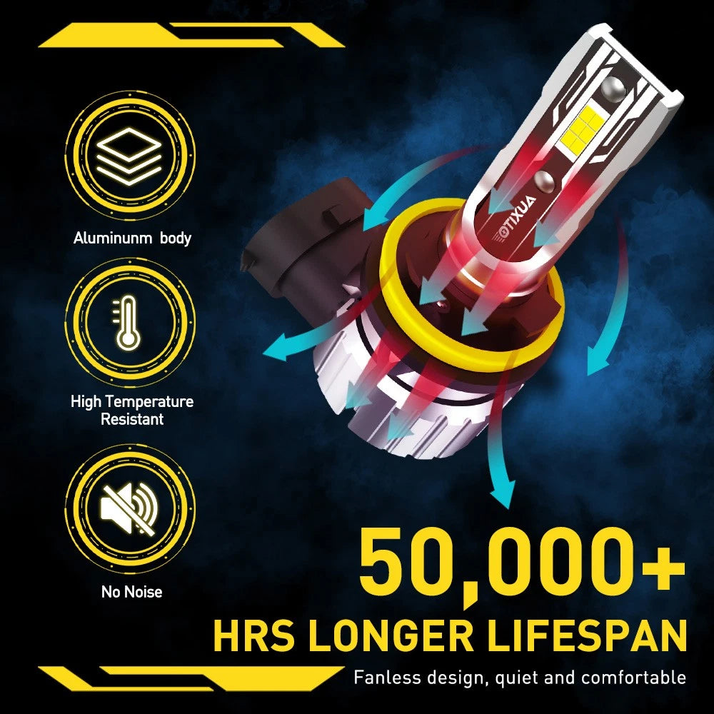 2x H11 H8 H9 LED Headlight Kit 22000LM 6500K Globe Bulbs High/Low Beam Lamp