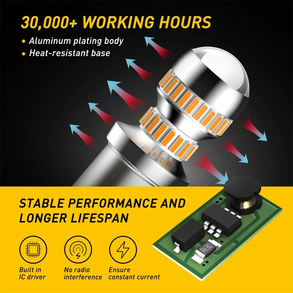 2-10x AUXITO TURN SIGNAL INDICATOR LIGHT 1157 CANBUS FREE BULB LED GLOBE AMBER