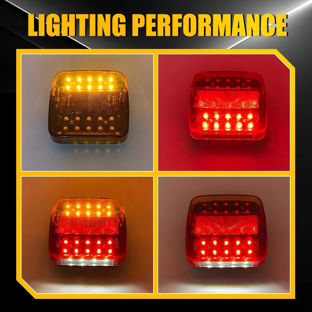 4pcs Wireless Trailer Lights Kit, LED Rear Tail Lights Dynamic Stop Brake Red AU