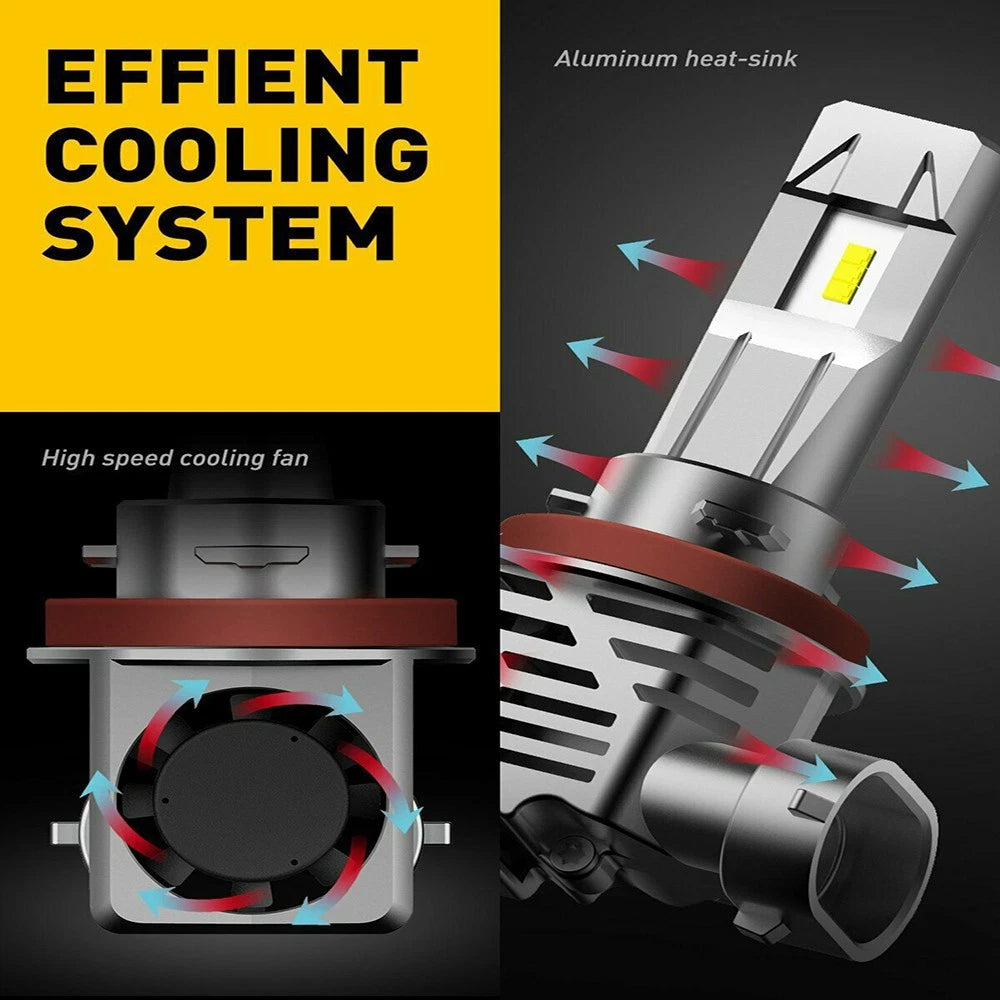 2-10x AUXITO H8/H9/H11 White LED Headlight 6500K Lights Bulb Headlamp Durable A2