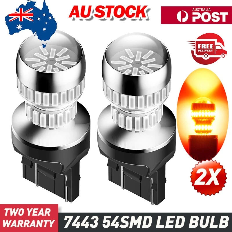 AUXITO 2X T20 7443 7440 LED WHITE RED AMBER BRAKE STOP TAIL LIGHT BULBS GLOBE AU